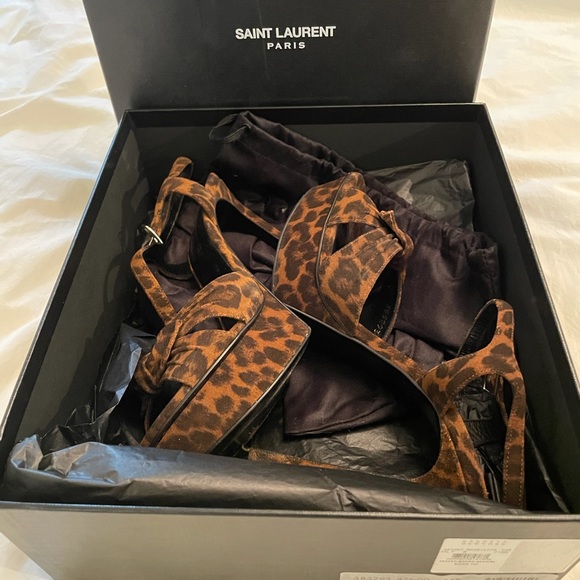 Saint Laurent Bianca Animal Print Platform Sandal in Box - Picture 2 of 8